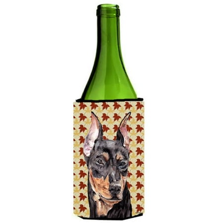 

German Pinscher Fall Leaves Wine bottle sleeve Hugger 24 Oz.