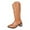 Brown, variant on Wide Calf Cowboy Boots Women Fashion Embroidery Cowgirl Western Boots Stitched Chunky Heel Mid Calf Boots White,Size 6
