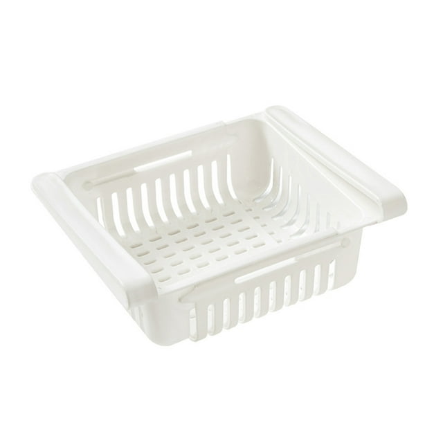 Retractable Fridge Organizer Pull Out Drawer Refrigerator Clip On Under Shelf Basket for Kitchen Storage Fits for Fridge Shelf Under 0.43 Inch