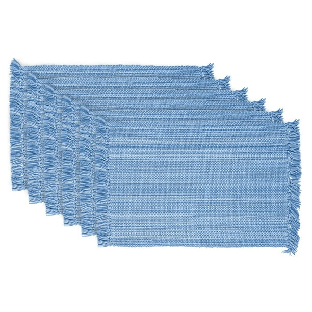 Mantel Individual básico de Cocina, 100% algodón, con Flecos tonales, abigarrado, Lavable a máquina, Juego de 6 Unidades