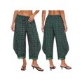 thumbnail image 2 of LMLYSoH Women Retro Plaid Pants with Lace Trim Drawstring Lantern Leg Cropped Pants, 2 of 9