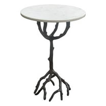 Diamond Sofa BIRCHATMA 16 x 16 x 22 in. Birch Round Accent Table with Black Casted Aluminum Base & White Marble Top