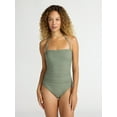 thumbnail image 2 of Time and Tru Women's and Women's Plus Ribbed Bandeau One Piece Swimsuit, Sizes XS-2X, 2 of 6