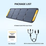 Vtoman VS200 Pro Folding Solar Panel 200W 48V,23% Efficiency Portable Solar Panel with MC-4 & IP67 Waterproof and Adjustable Kickstand,Solar Panel for Camping, RV, Boat, Power Station