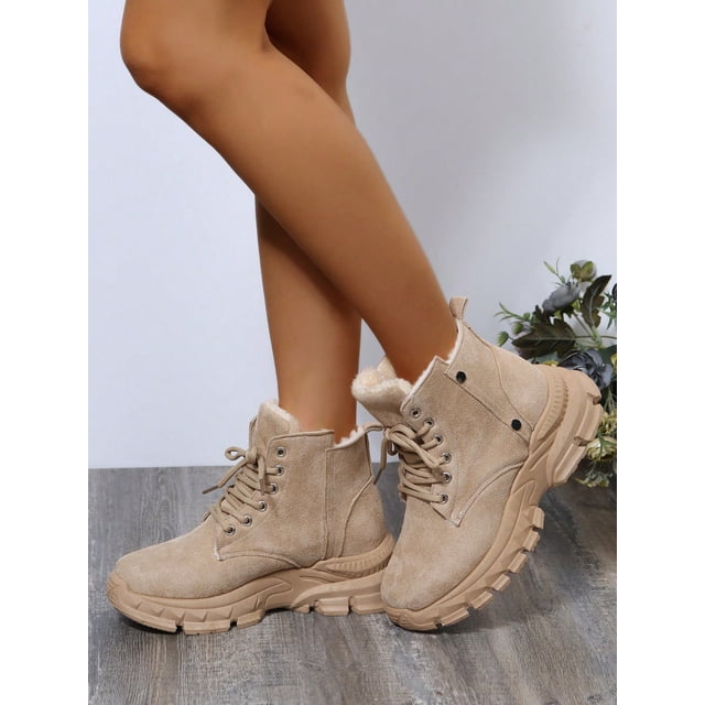 New Arrival Short Boots With Fleece Lining, Fashionable, Warm And Versatile Women's Shoes For Autumn And Winter