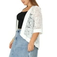 thumbnail image 4 of MODA NOVA Juniors Plus Size Cardigan Bolero Summer Lace Panel Sheer Loose Shrug, 4 of 6