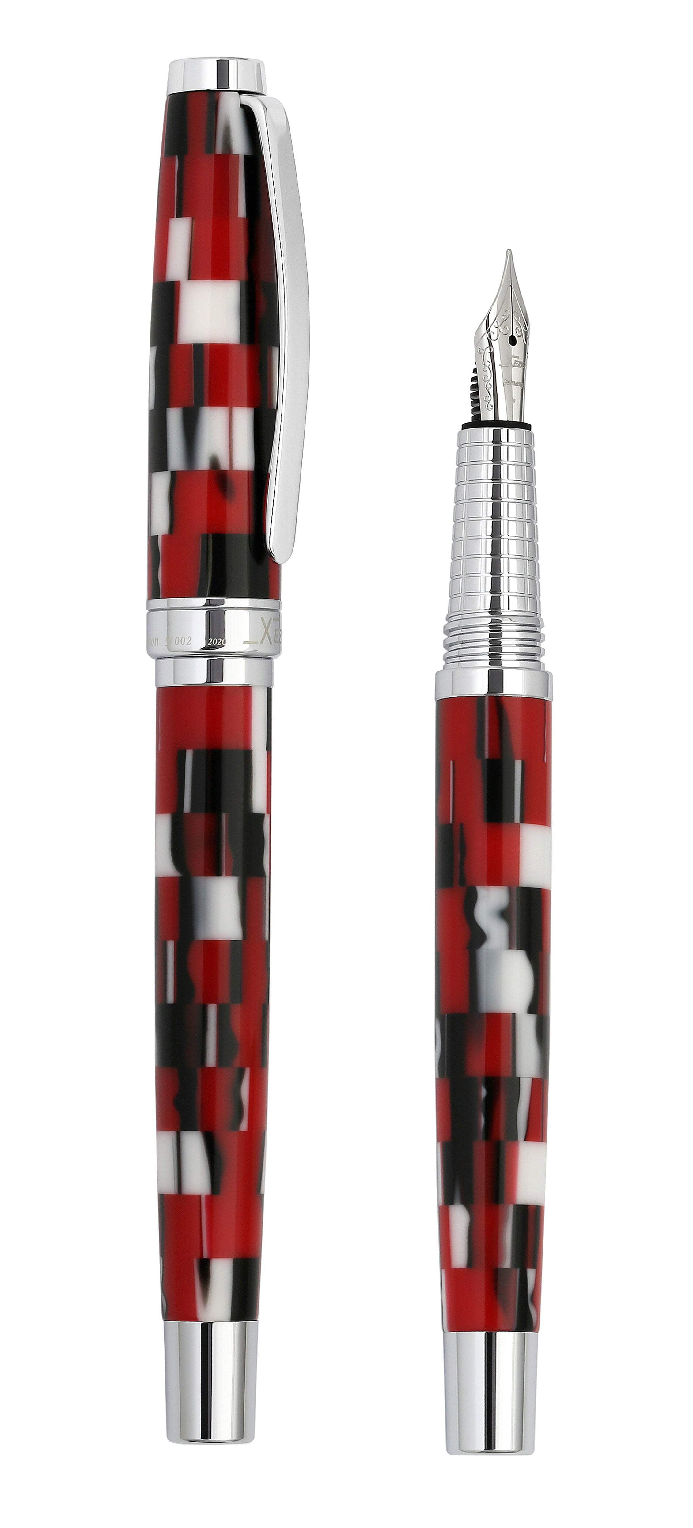 Xezo Urbanite II Acrylic  Brass Fountain Pen (Fine Nib) - Trek Red