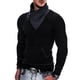 thumbnail image 5 of Moda hombre casual botón manga larga casual sólido cuello alto suéter blusa Pompotops  oipoqjl39332, 5 of 9