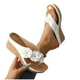 thumbnail image 5 of Bxsruta Floral Wedge Flip Flops with Arch Support, Beach Slippers with Thick Sole & Synthetic Leather Upper for Women's Casual Outfits, 5 of 8
