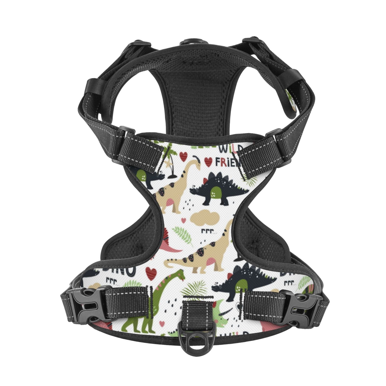 Kdxio Dinosaur Print No Pull Dog Harness Adjustable Reflective Oxford Easy Control Medium Large Dog Harness for Training and Everyday-Small