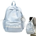 thumbnail image 4 of Polka Dot Lace Backpack, Cute Coquette Aesthetic Daypack with Bow Charm, Lightweight Multi-Pocket Laptop Backpack, 4 of 6