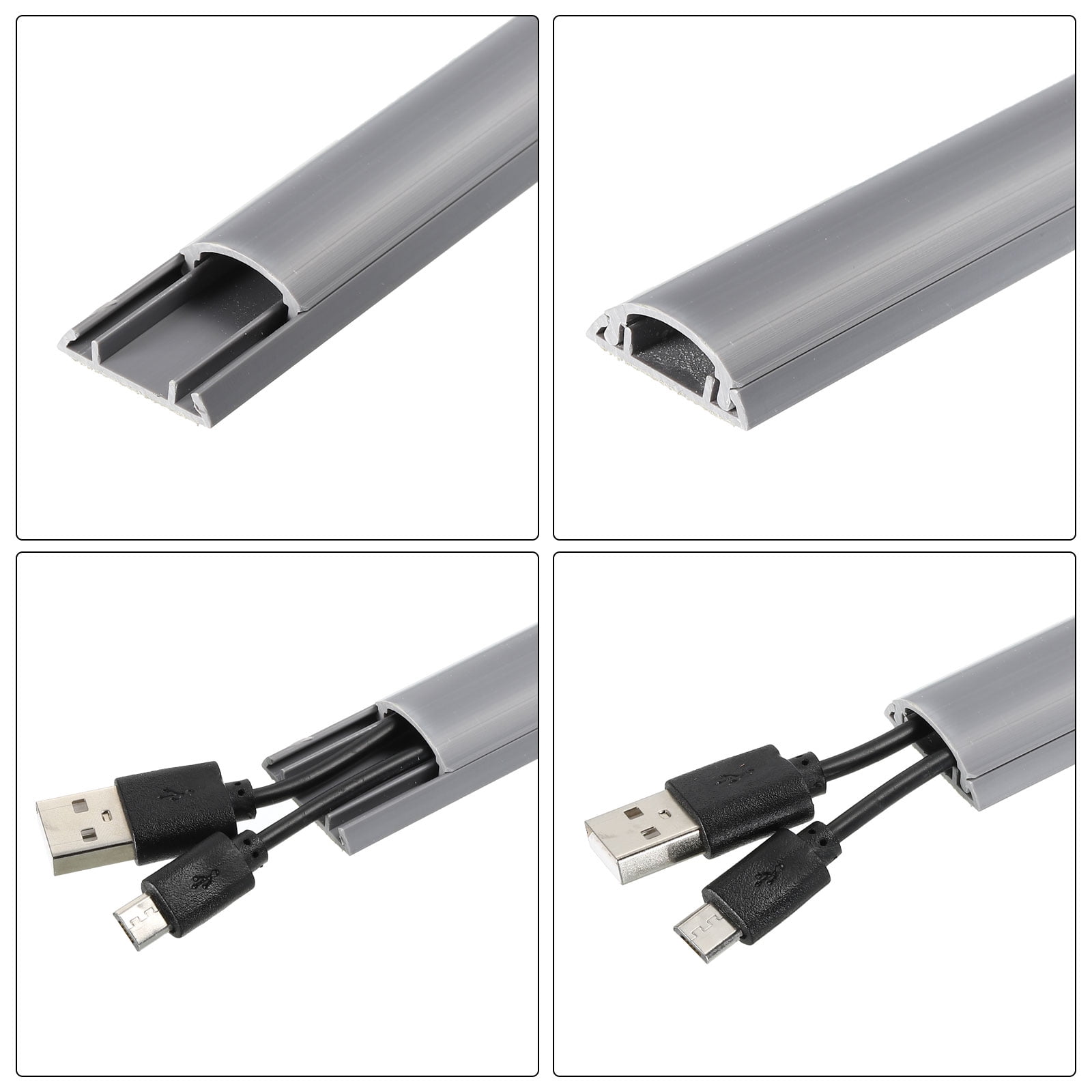 Unique Bargains Wall Cable Raceway Cord Cover Cord Hider Channel Self-Adhesive for TV Wire Grey 39"x1"x0.4"