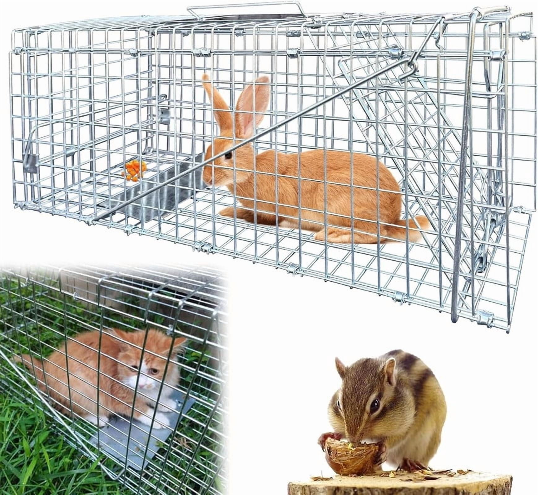Live Animal Cage Traps,24in Rabbit Trap,Humane Way Folding Raccoon Traps for Stray Cats,Squirrels,Live Traps for Raccoons,Steel Foldable with Pedal Triggers