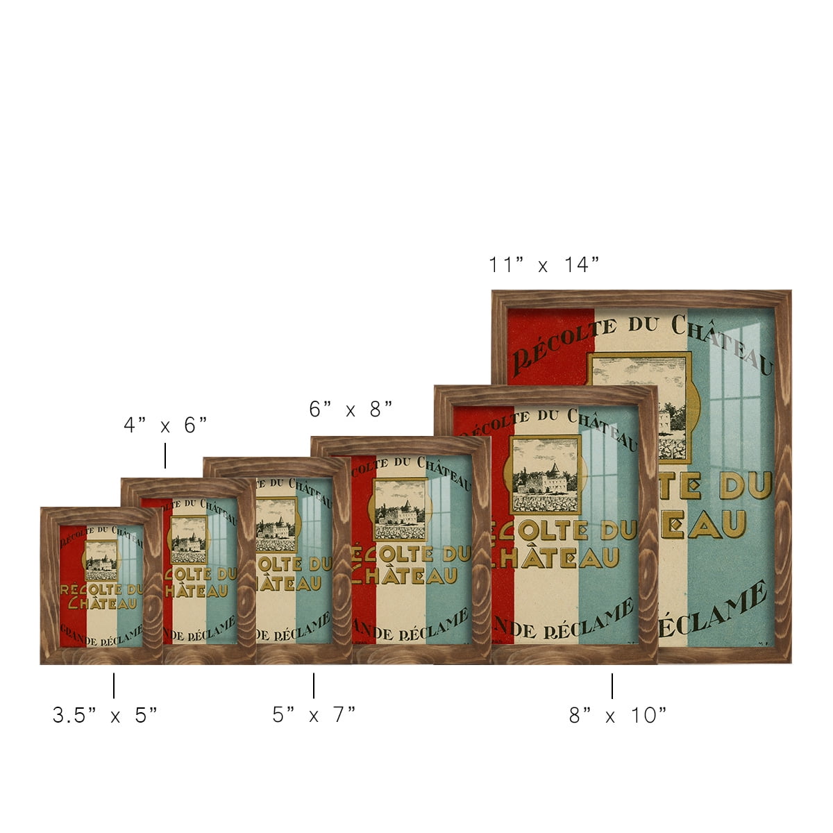 Recolte Du Chateau -Framed Print w/glass-Walnut