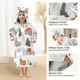 thumbnail image 3 of FORMRS Wearable Blanket Hoodie with Sleeves for Kids Cozy Flannel Sweatshirt, Beige Snow Houses, 3 of 7