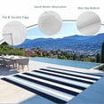 thumbnail image 3 of Blue Navy Striped Outdoor Rug 5x8 Ft - Reversible Patio Rug Outdoor Camping Rugs, Modern Ombre Abstract Lines Pattern Washable Indoor Outdoor Area Rugs, Non-Slip Outdoor Carpet Runner for Deck/Porch, 3 of 8