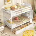 thumbnail image 4 of Costway Twin Over Twin Bunk Bed with Storage Stairs & Drawers Full-length Guardrails White, 4 of 10