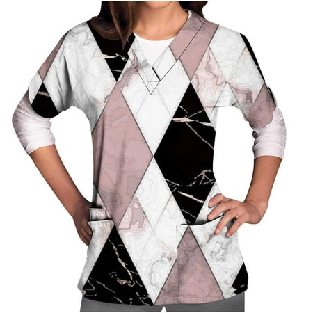 

Olyvenn Women s Scrub Tops Tunic Working Uniform Petal Short Sleeve Tees Gradient Tie Dye Tops V Neck Relaxed Pockets Loose Fit Casual Dressy Blouse Workout Women Summer Fashion Trendy Pink 4