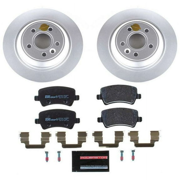 Power Stop Rear Euro-Stop ECE-R90 Certified Brake Pad and Rotor Kit ESK4704 Fits 2012 Volvo S60