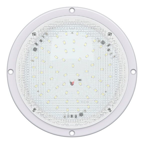 Leisure LED RV White 8.5" Round Scare Porch 12V LED Light 600 LM Trailer Camper 5th Wheel (White LED Scare Light Only)