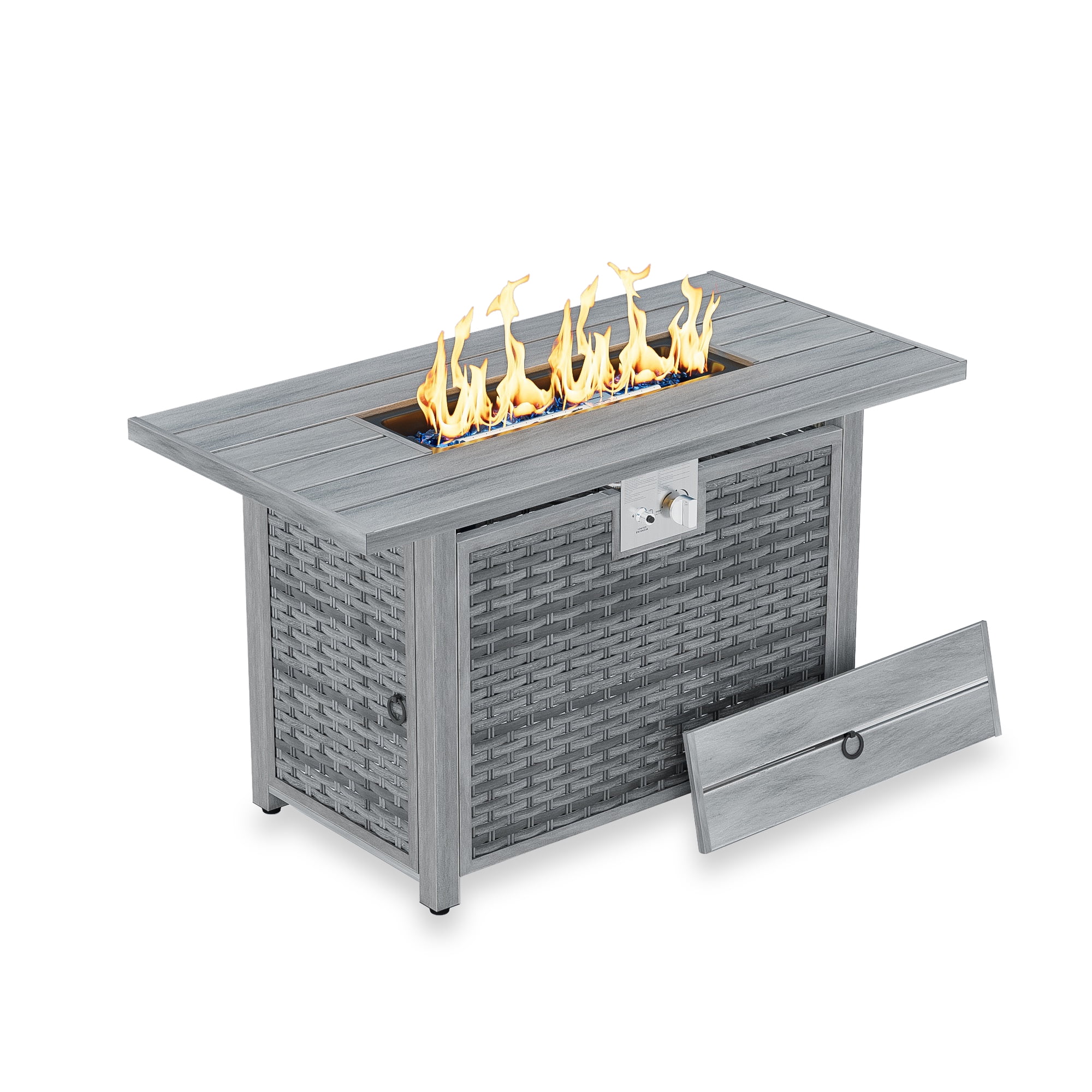 Evita 43 in. x 22 in. Retangular 50,000 BTU Propane Fire Pit with Powder Coated Steel and Adjustable Flame