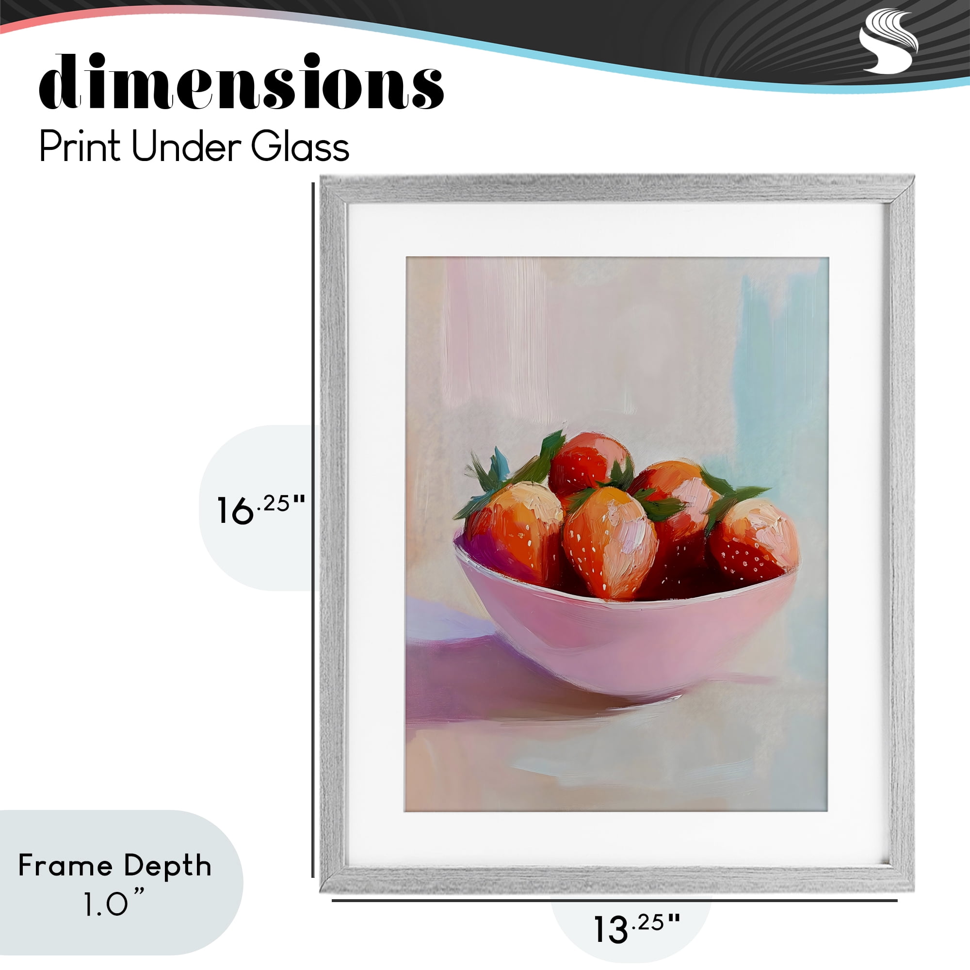 Stupell Industries Pastel Bowl of Strawberries Gray Framed Print Under Glass, design by The Prints Vibe