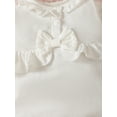 thumbnail image 6 of Kucnuzki Newborn Baby Girl Clothes 0 Months Fall Winter Bodysuit 1 Months Long Sleeve Lace Trims Solid Color Bodysuit Hat 2PCS Set White, 6 of 8