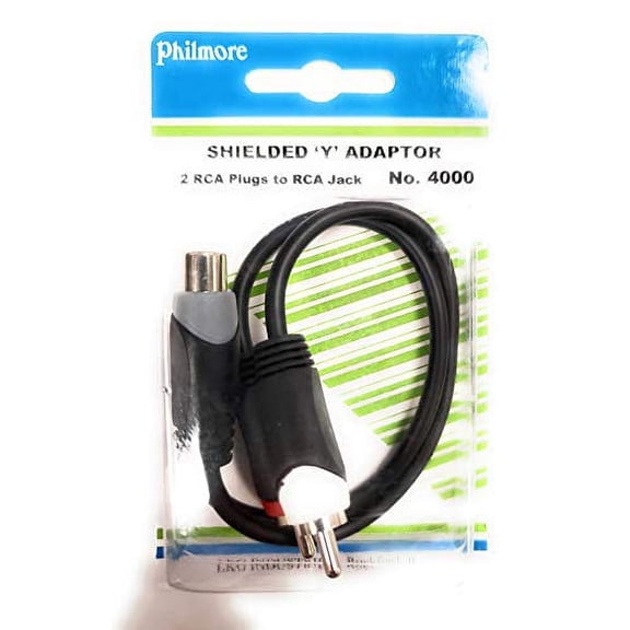 Y Adapter Cable RCA Phono Female to Two RCA Phono Males m-f-f Philmore 4000 - 4000