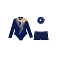 thumbnail image 4 of Miutii Kids Girls 3 Piece Gymnastics Leotards Dance Bodysuit Tumbling Outfits Figure Skating Costume B Navy Blue 10, 4 of 5