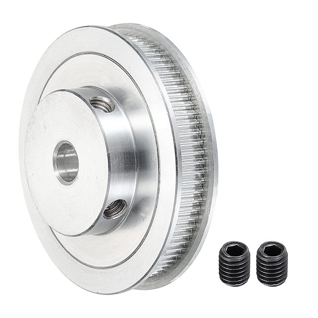 Polea de DistribucióN de 80 Dientes de 12 Mm de DiáMetro Interior, Rueda SíNcrona de Aluminio Plateada con Tornillo M5 para Correa de Impresora 3D, MáQuina CNC