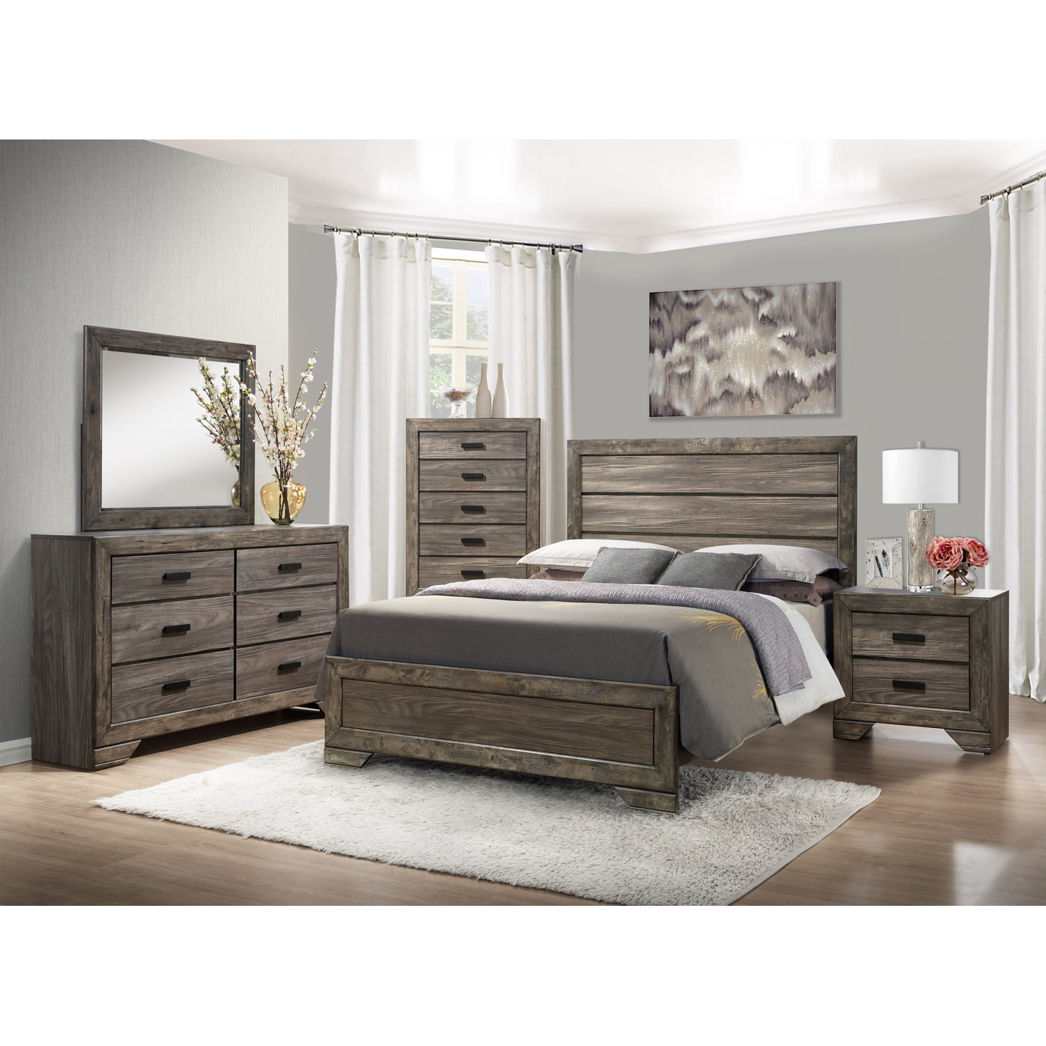 Picket House Furnishings Grayson Queen Panel 4pc Bedroom Set, Grey Oak