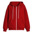 thumbnail image 6 of Enjoytime Womens Zip Up Hoodies Long Sleeve Solid Hooded Jacket Fall Fashion Comfy Casual Sweatshirt with Pockets, 6 of 7