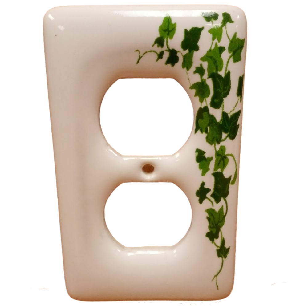 Leviton Green Vine Pattern Ceramic Receptacle Wallplate Duplex Outlet Cover 89503-GRN
