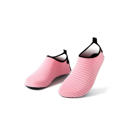 

Woobling Womens Mens Aqua Socks Quick Dry Water Shoes Slip On Barefoot Summer Flats Anti-Slip Swim Shoe Breathable Casual Pink 7-7.5