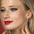 thumbnail image 5 of Gem Stone King 18K Yellow Gold Plated Silver Persian Blue Moissanite and White Created Sapphire Dangle Earrings for Women (2.10 Cttw, Gemstone, Heart Shape 6MM), 5 of 5