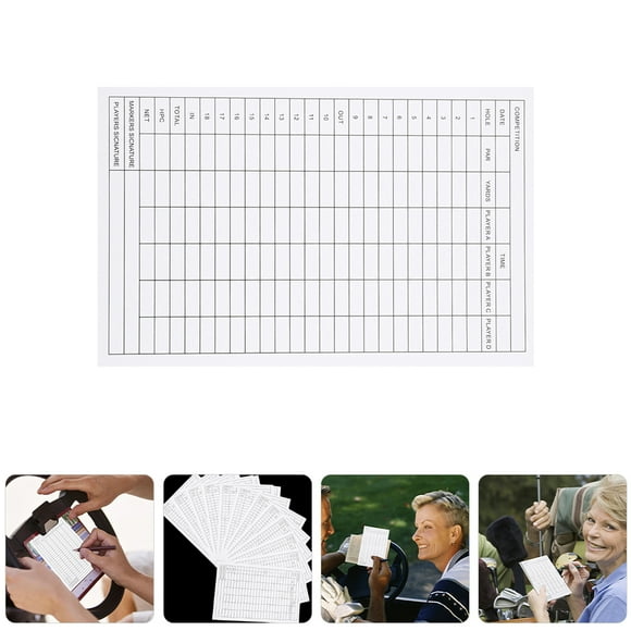 OULII 40Pcs Durable Coated Paper Golf Scorecards White for Use in Golf Score Recording