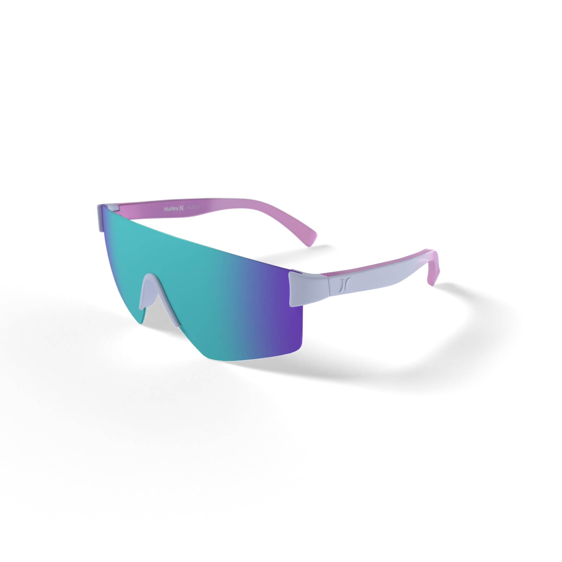 Hurley Big Sur - HSL3002PS_105, shield sunglass, shiny white frame & lilac mirror polarized lens + ar coating
