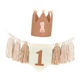 thumbnail image 3 of Banner de silla alta Decoración para fiesta de primer cumpleaños Banner de silla alta de arpillera Bebé marrón, 3 of 9