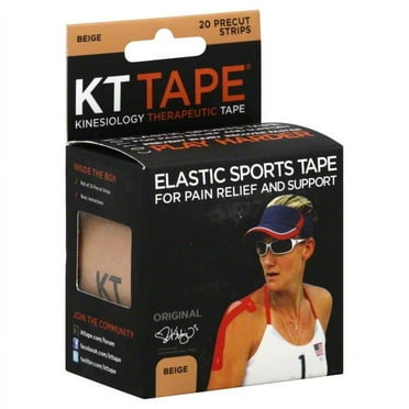 KT Tape - Elastic Sports Tape Strips, precut, Beige, 20 Count