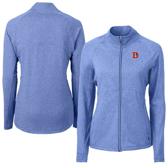 Women's Cutter & Buck Heather Blue Denver Broncos Adapt Eco Knit Heather Full-Zip Jacket