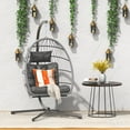 thumbnail image 2 of GAOMON Egg Chair with Stand,Patio Rattan Wicker Hanging Swing Egg Chair Hammock Chair for Bedroom Porch Garden,Thickened Aluminum Alloy Steel Frame and UV Resistant Cushion,350LBS Capacity,Gray, 2 of 7
