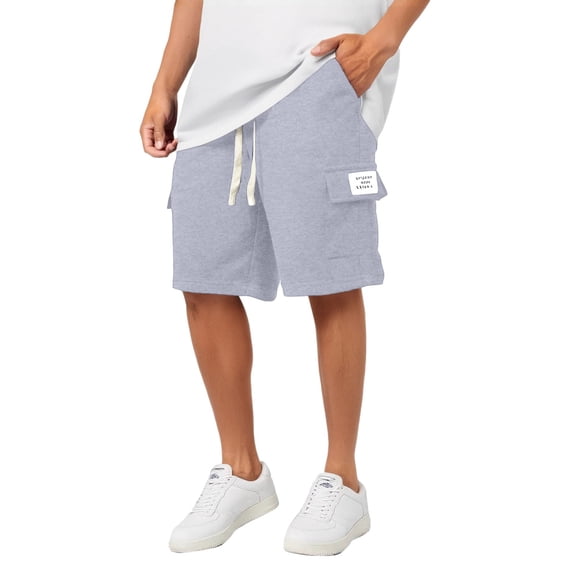 Kcolen Men's Running Shorts Men's Summer Casual Quarter Length Shorts with Pockets Solid Color Comfortable Lightweight Outdoor Walking Wear Drawstring Casual Work Short