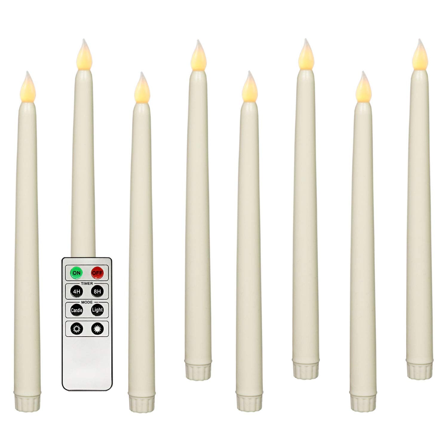 Rhytsing Ivory 10.8" Flameless Taper Candles with Timer