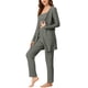 thumbnail image 2 of Pijama de punto para mujer Ropa de dormir casual Pantalones Shrug Cardigan 3ps Lounge Set Small Grey, 2 of 4