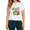 1-White, variant on UNISHE Women's Muted Apricot Cabbage Rose Bloom Bud Thorn Stem Green Leaf Floral Graphic Short Sleeve T-Shirt
