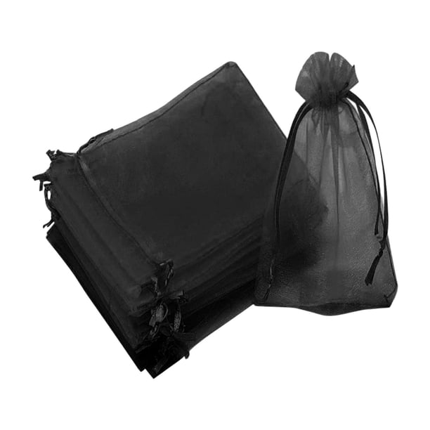 100 bolsas de malla para frutas, bolsas protectoras ligeras de organza para frutas Negro
