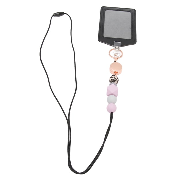Lanyard De Maestra Retráctil, Lindo Titular De Insignias Con Cuentas De Silicona, Tarjetas De Insignias De Identificación Separatoria Y Titular De Llaves Con Carrete Y Llavero,