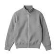 thumbnail image 3 of Fmbrln Mens Solid Color Sweatshirt Zip Up Stand Collar Knit Jacket Fall Winter Long Sleeve Fashion Tops Dark Gray 5XL, 3 of 6