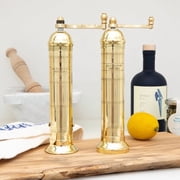 Alexander Home Greek Salt Mill, 9 Inch Tall, Manual Grinder, Brass