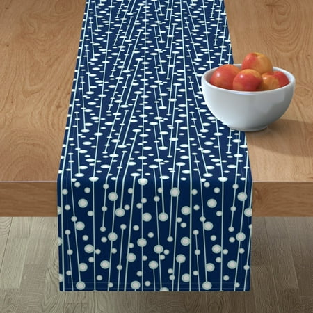 

Cotton Sateen Table Runner 72 - Berry Branch Geometric Dots Navy Mint Geo Blue Abstract Modern Mod Circles Botanical Print Custom Table Linens by Spoonflower